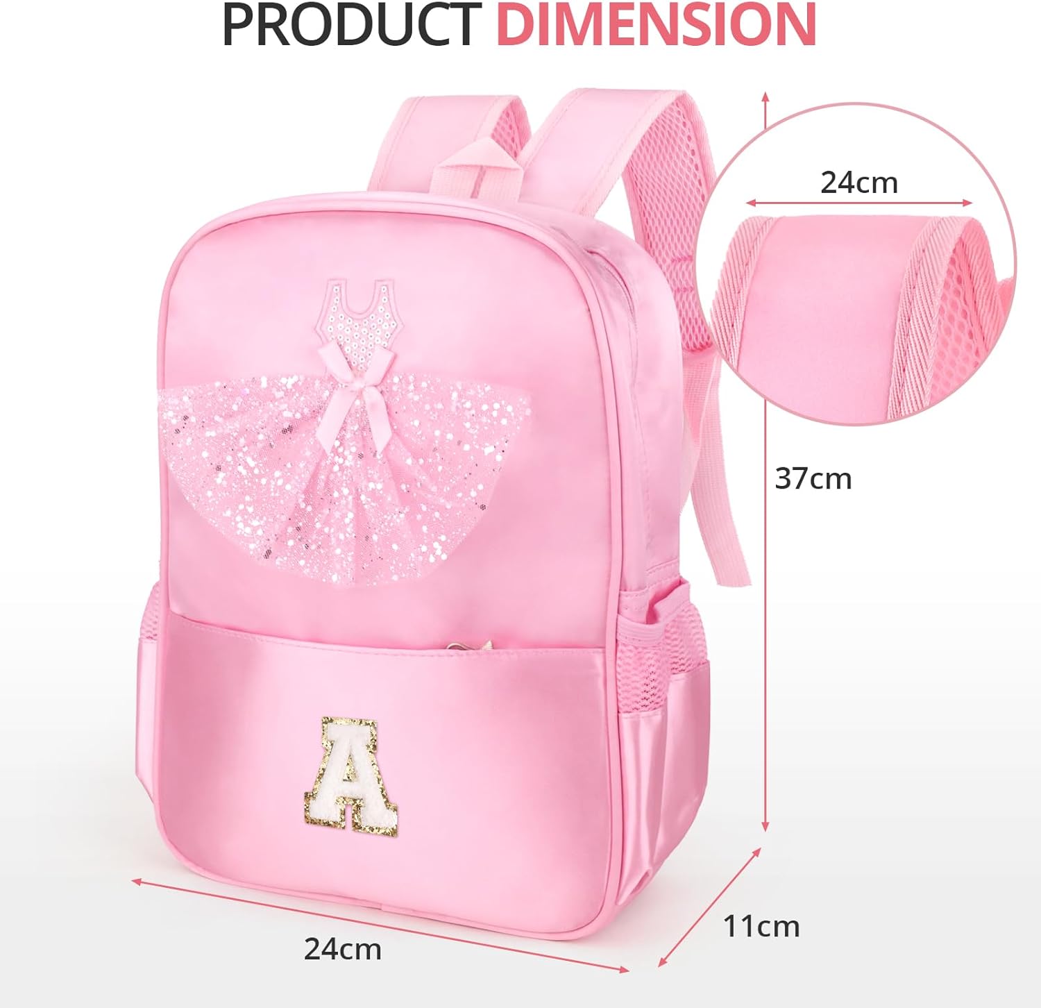 Personalized Dance Backpack Ballet Bag For Girls Kids Toddler, Small Dance Bag Gifts For Girls 3 4 5 6 7 8 Year Old (A)