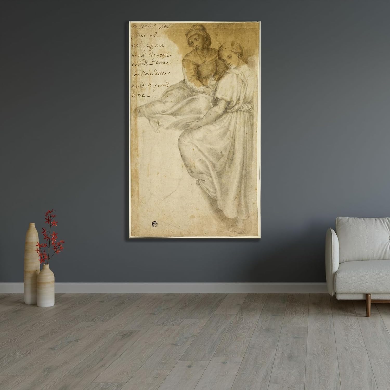 ArtDirect Saint Anne and Standing Woman with Salver Custom Framed Art Print Giclee Print or Canvas Options with Various Sizes and Customization by After Andrea del Sarto