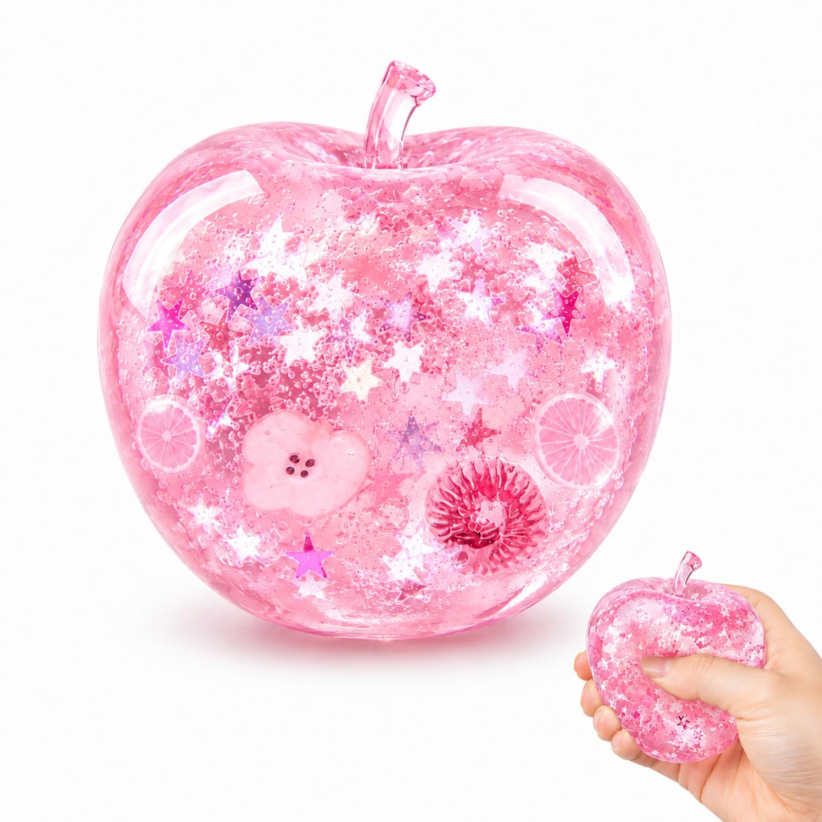 Apple Squishy, Pink Island Apple Squishy for Office Home and Travel; Slow Rising Squishy Ball for Desk Decor