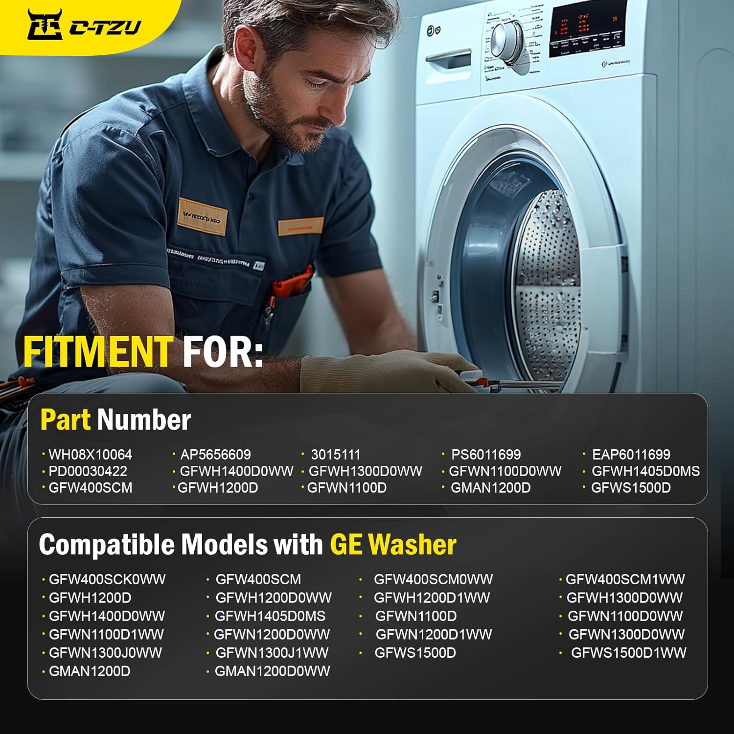 WH08X10064 Washer Door Seal Compatible with GE Front Load Washer Door Seal Gasket Replacement Parts,AP5656609 3015111 PS6011699 EAP6011699 PD00030422