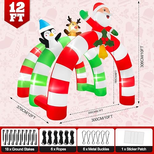 Miniatura 10 de Kalolary Oso esponjoso de Navidad inflable con luz LED, 7 pies, decoración de interiores de Navidad, oso de Navidad, inflable, patio, para