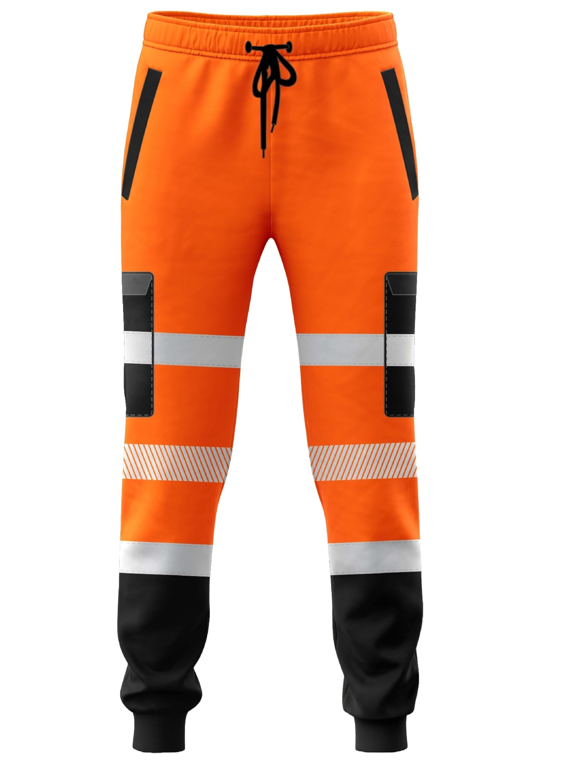 Men’s Hi Vis Viz Work Trousers Jogging Bottoms Reflective Joggers Sweat Pants Safety High Visibility Combat Trouser Workwear Jogger