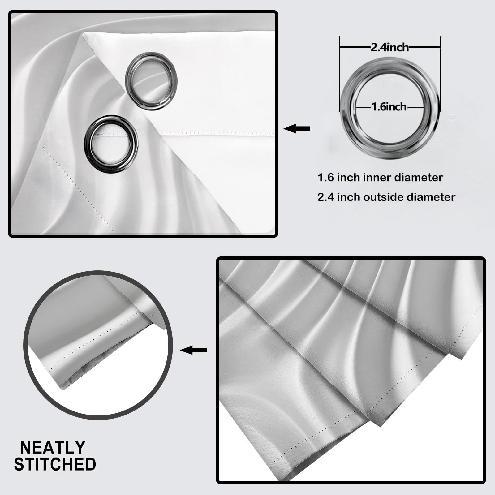 Tende Oscuranti Texture Ondulata 3D 117 X 137 cm 2 Pannelli, Tende oscuranti Minimalismo, Riduzione del Rumore Decorazione Casa per Camera da Letto E Soggiorno, Bianco