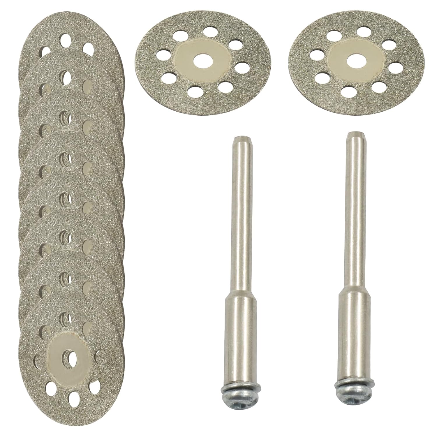 Bivethoi 12 Pack 60mm Mini Diamond Coated Cutting Off Wheels Discs, Silver Rotary Tool Blades with Mandrel for Metal, Wood, Plastic, Jewelry Making