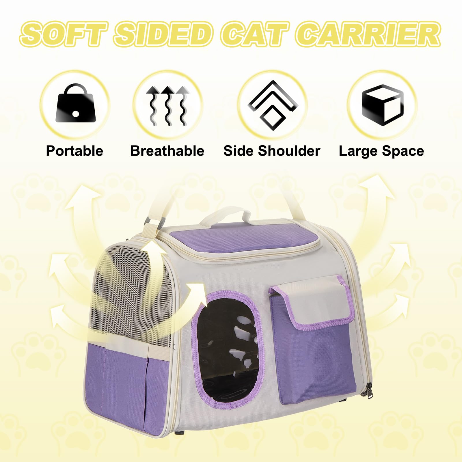 QUARKZMAN Transportador para Gatos para Mascotas Correa De Hombro Ajustable Bolsa De Transporte para Perros Y Gatos Transpirable Bolsa De Viaje para Mascotas (Púrpura)