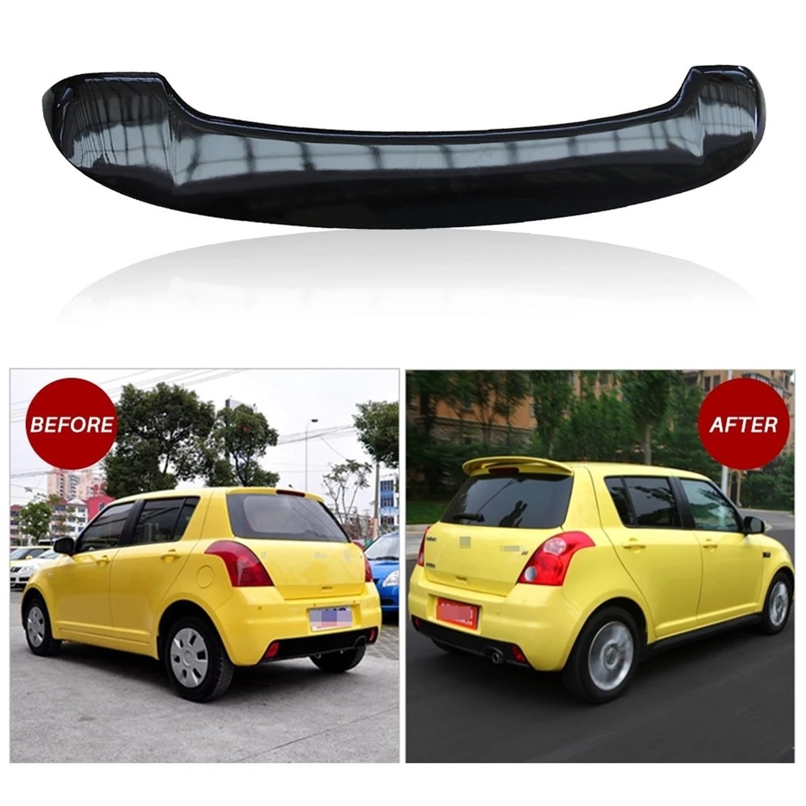 Ala Coda Auto Spoiler Posteriore Alettone ABS NERO Adesivi Per Rimontaggio Bagagliaio Tetto Auto Esterno Per Suzuki Per Swift 2008 2009-2016 Spoiler Posteriori Auto