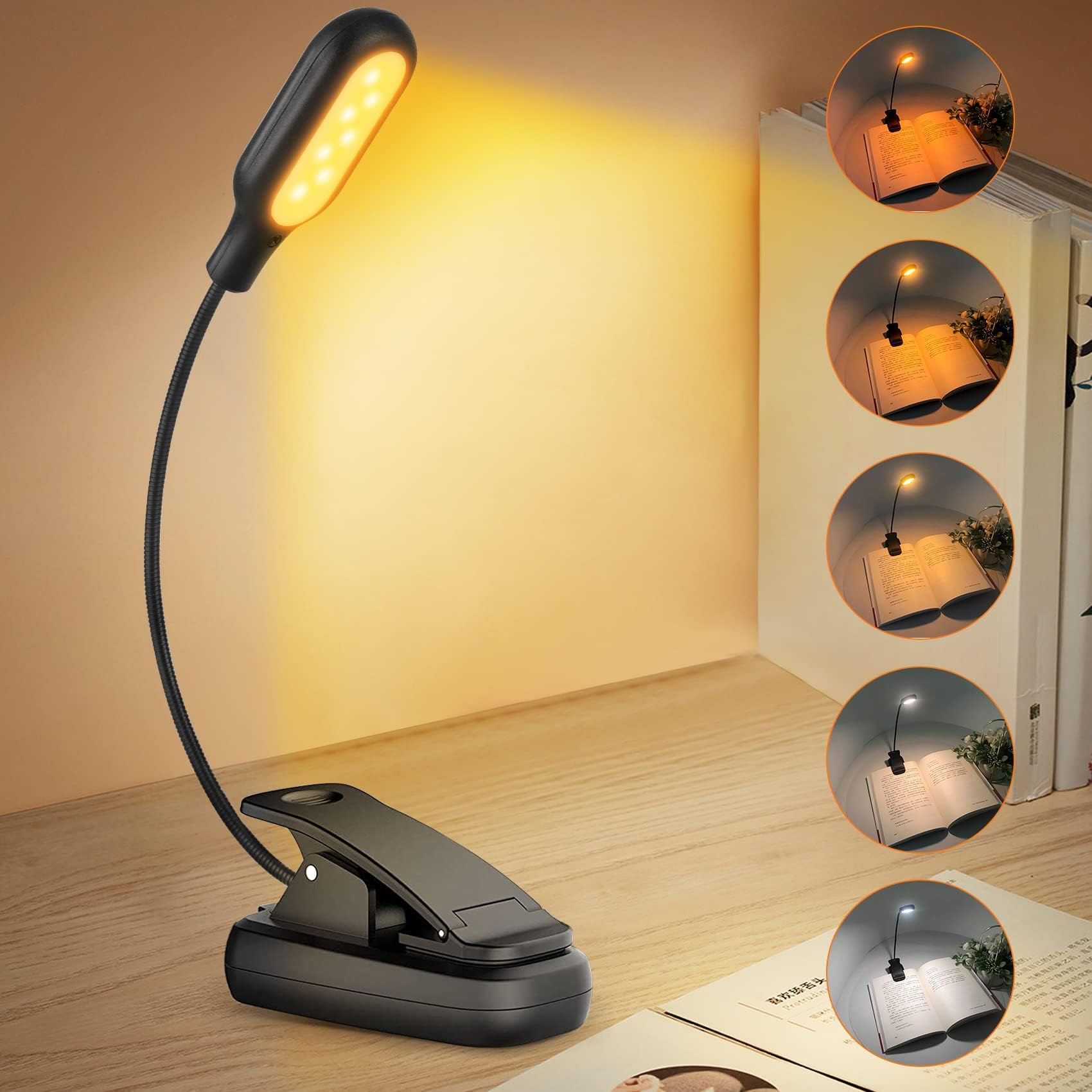 LENCENT 28 LED Reading Light, 3 Color x 3 Brightness Book Light, USB