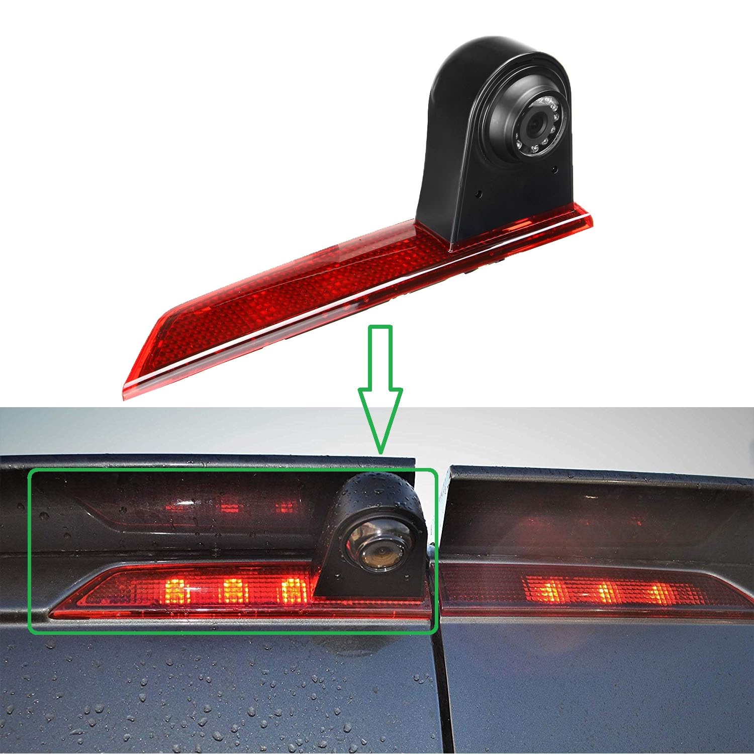 Cámara de aparcamiento trasera HD 720p con kits de monitor LCD de 5.0 pulgadas, cámara de repuesto de luz de freno para Transporter Ford Transit Custom V362 2012-2019
