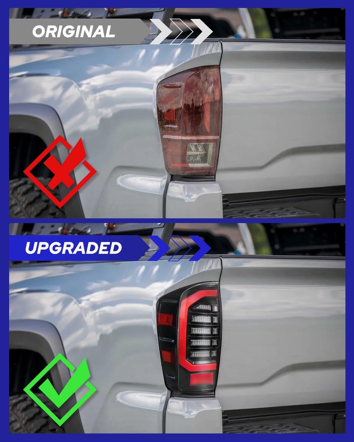 AUTOONE 2026 Upgraded Toyota Tacoma LED Tail Light Assembly with Transparent Housing Lens, Rear Lamp Replacement for 2016 2017 2018 2019 2020 2021 2022 2023 2024 2025 Tacoma, Driver & Passenger Side