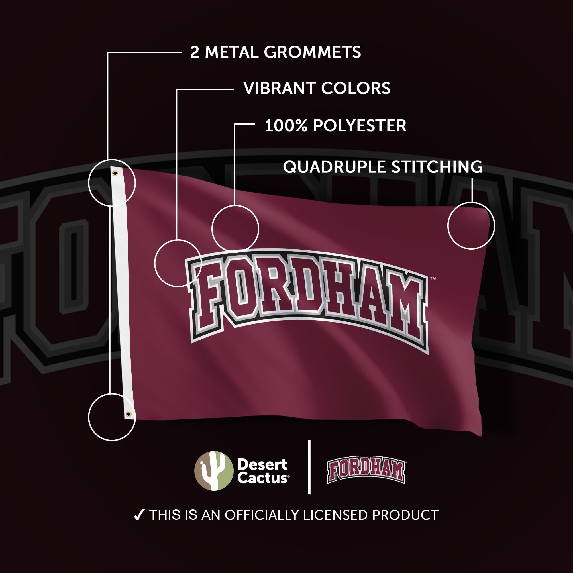 Fordham University Rams Flag 3x5 Feet - Desert Cactus Official Licensed College Banner For Indoor & Outdoor - View #9