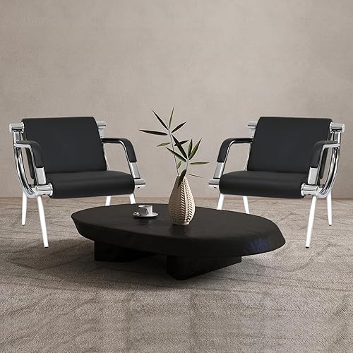 Miniatura 2 de kinbor 2 sillas de invitados para sala de espera, silla de recepción de oficina de piel sintética, muebles de vestíbulo, sofá con brazos para sala