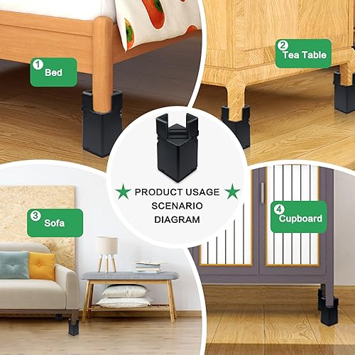 Miniatura 4 de 4 elevadores de muebles ajustables con abrazadera de tornillo, elevadores de escritorio resistentes para patas de escritorio, elevadores de cama