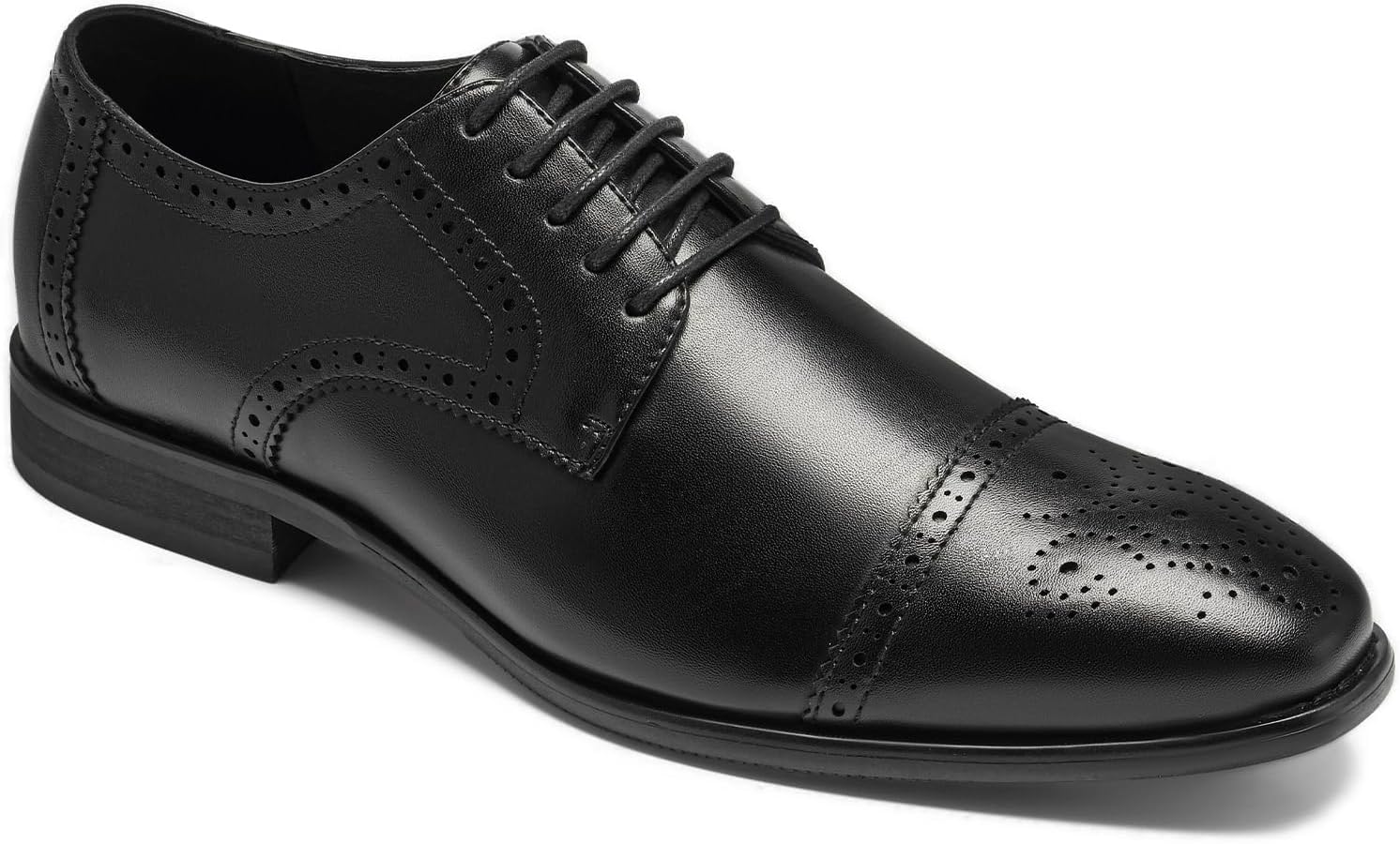 HEEZ Men's Dress Shoes, Classic Cap Toe Oxford for Men Non Slip, Comfortable Lace Up Derby Shoes for Formal Business Work Wedding Office Prom - Image 8