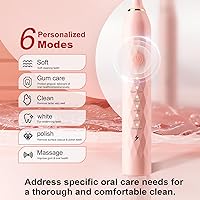 Vista 3 de 2 cepillos de dientes eléctricos con soportes, 12 cabezales de cepillo de dientes sónico de repuesto, 6 modos, IPX7 impermeable, temporizador