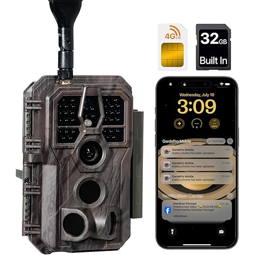GardePro X50MB Cellular Trail Camera, Built-in Memory, No SD Card Required, H.265 1080p Game Cameras, No-Glow IR, AT&T & T-Mobile, Full Video Preview, 0.1s Trigger Speed, 100ft Night Vision