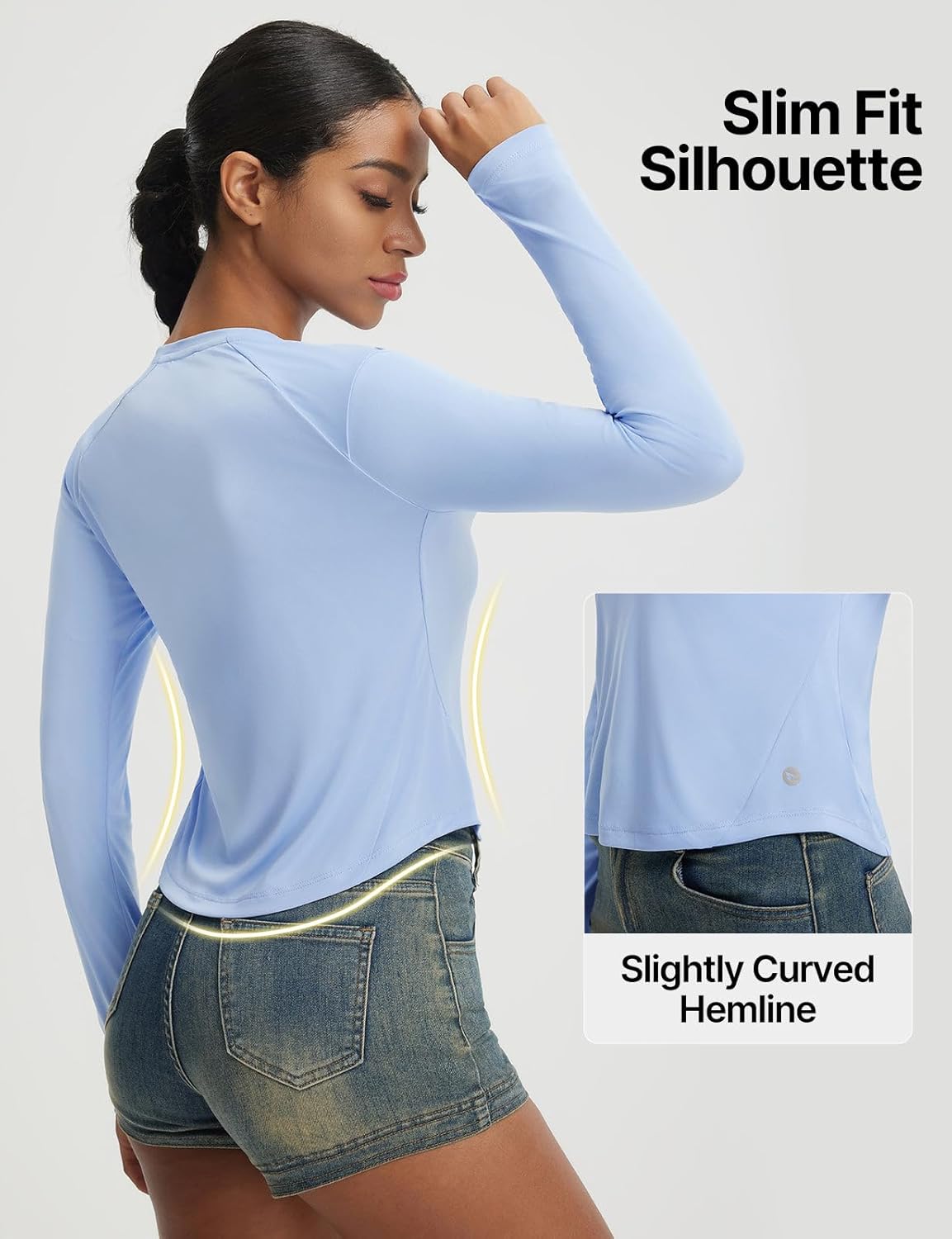 baleaf Women's UPF 50+ Long Sleeve Sun Shirts Crop Rash Guard UV Workout Tops SPF Slim Fit Lightweight Athletic Hiking - Image 5