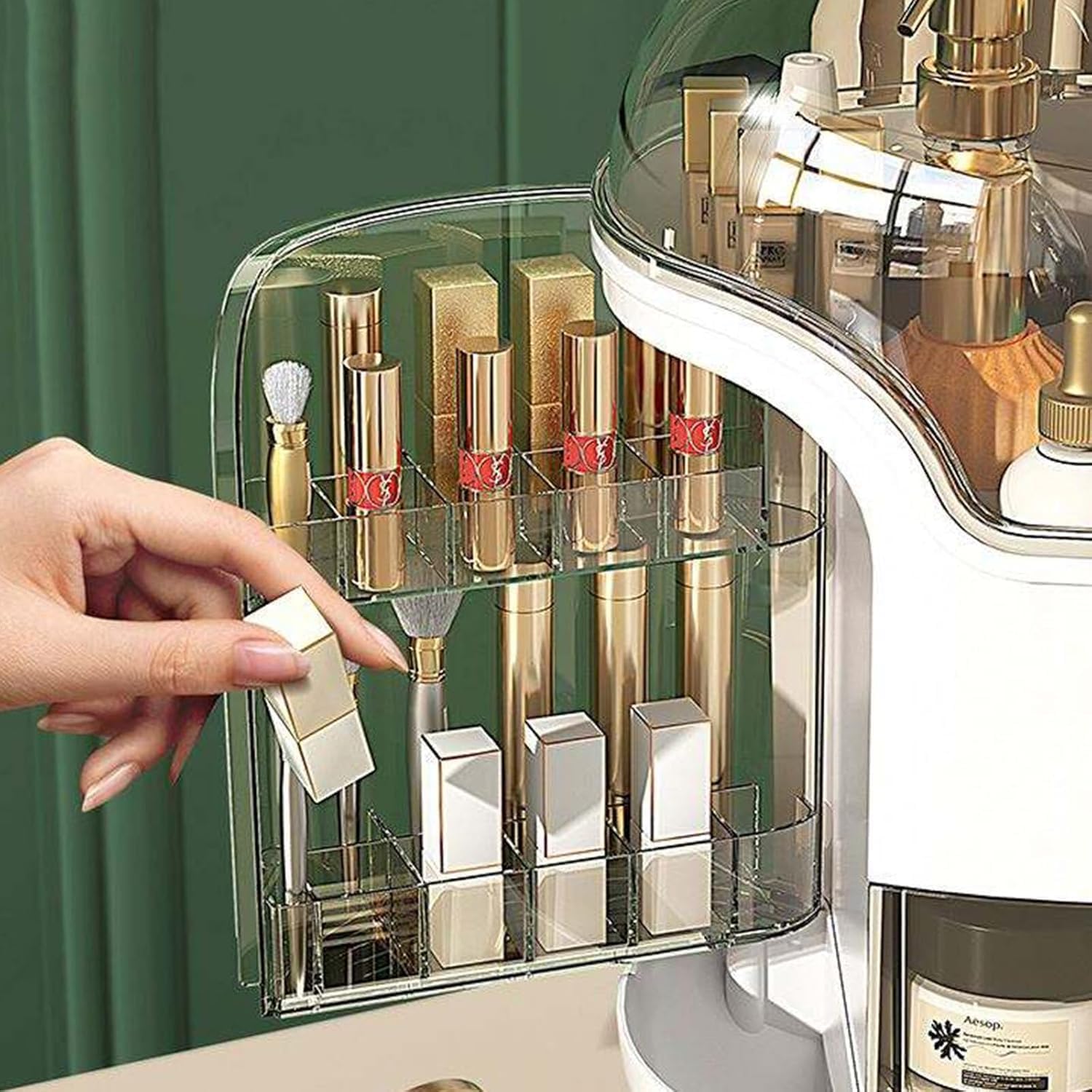 R Runilex Makeup Organizer Storage Box for Vanity Countertop Cosmetics, Skincare and Beauty Case with Clear Aclyric Lid Display for Easy Visibility and Drawers for Bathroom, Bedroom or Dresser 4
