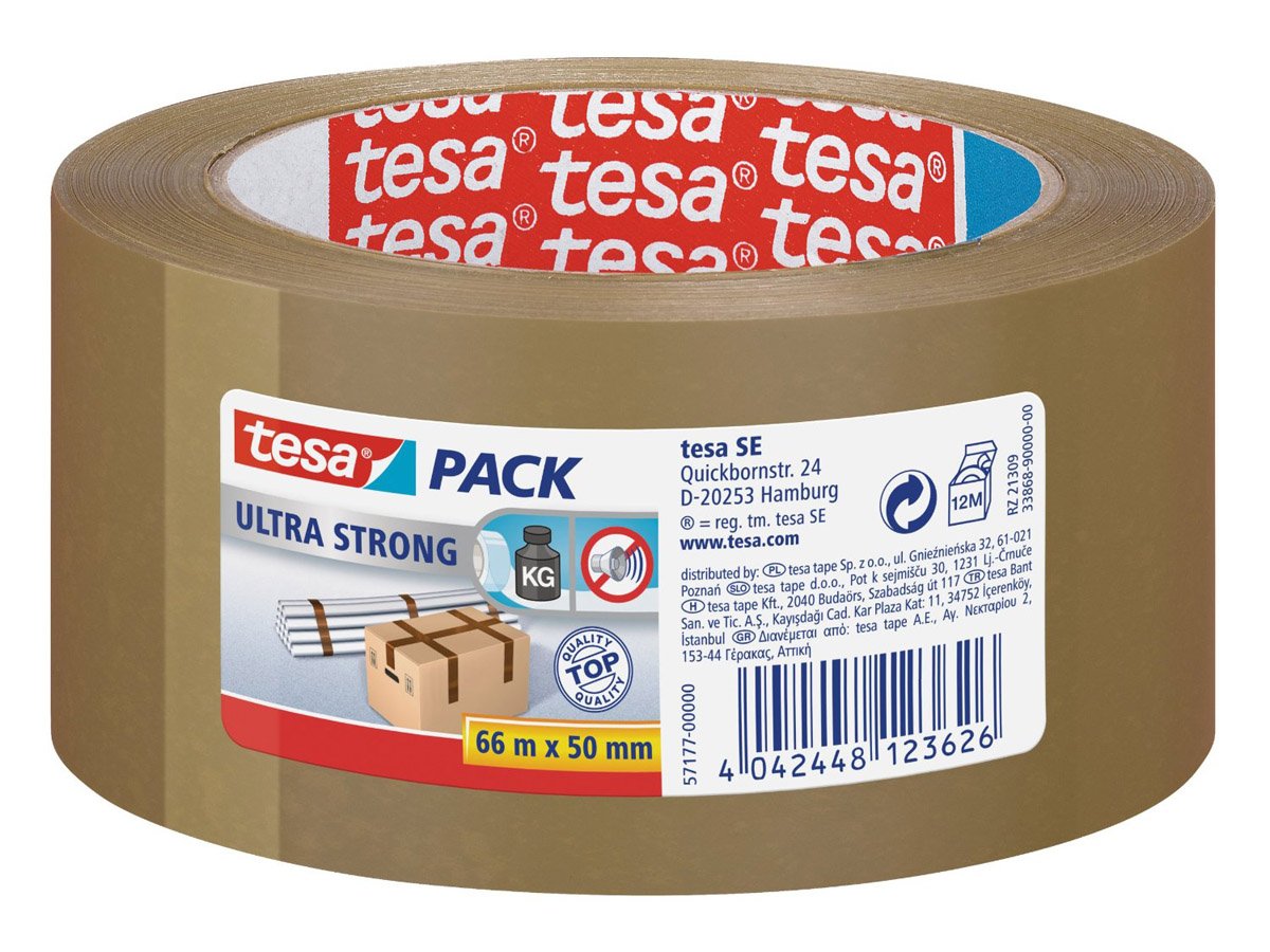 Tesa Set of 6 Rolls of Super Packaging PVC Tape 50 mm x 66 m Brown