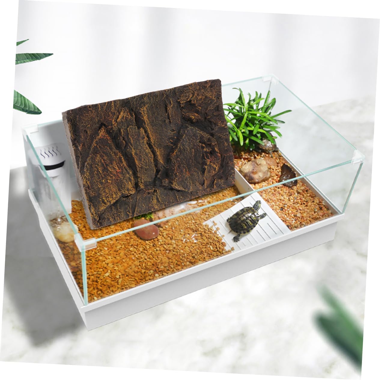 2pcs 3D Reptile Tank Background Board PU Material Turtle Tank Decoration for Aquariums Terrarium Background for Reptiles Fish Decor