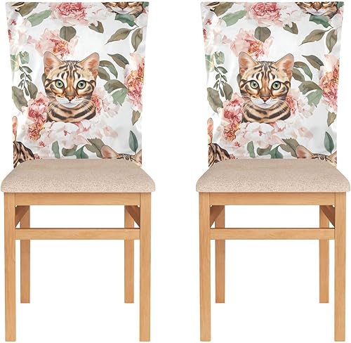 Miniatura 2 de Chic Bengal Cats - Juego de 6 fundas decorativas blancas para sillas de juegos para bodas, reuniones familiares, fundas lavables para sillas de