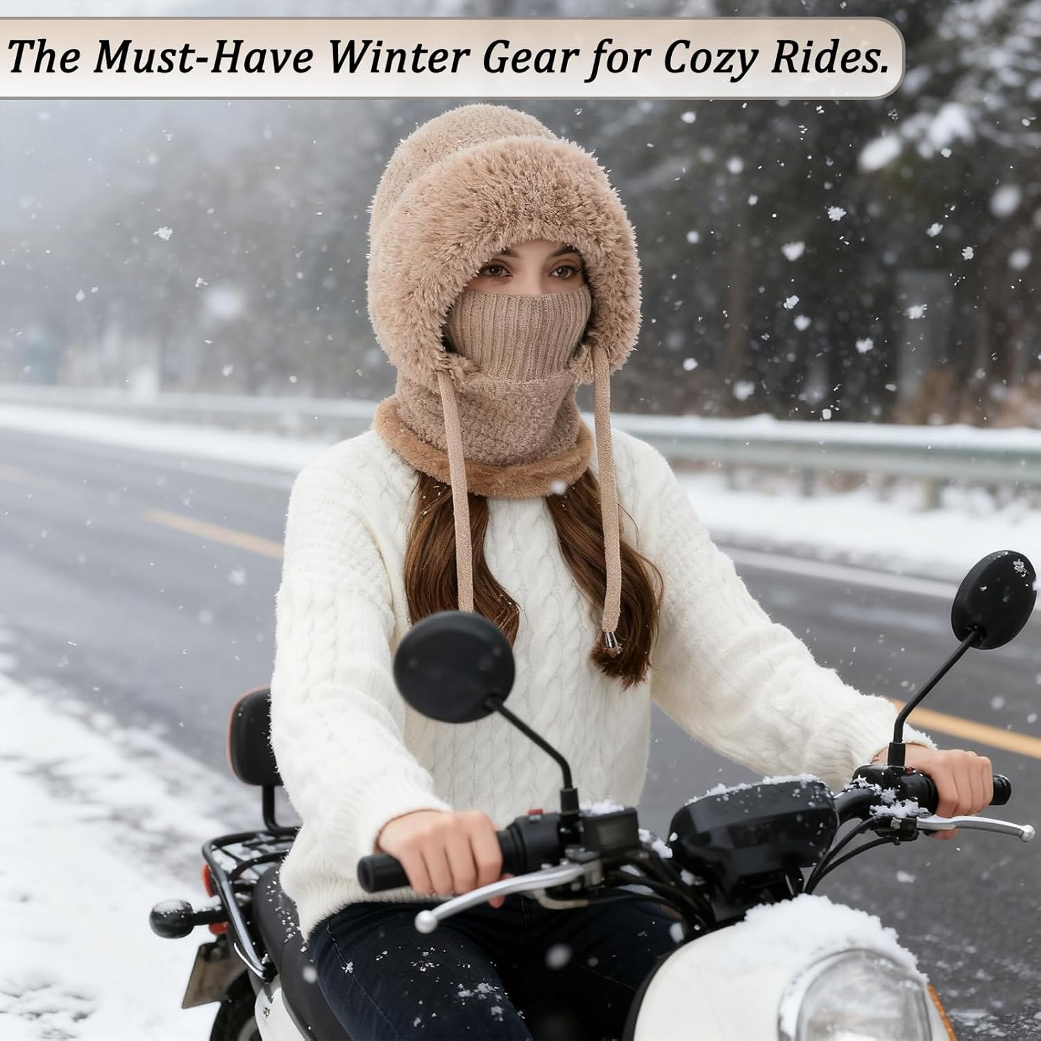 3 in 1 Beanie Hat with Scarf and Mask, Women Balaclava Winter, Warm and Wind-Resistant, Ideal for Outdoor Skiing and Travel - Image 7