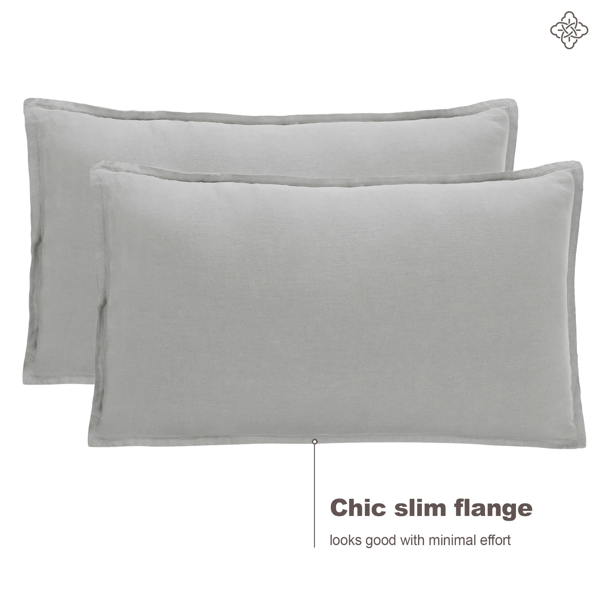 Bioweaves 100% Linen Pillowcase Set Of 2 - Standard Size, Breathable & Wrinkle-Friendly (Pure Grey)