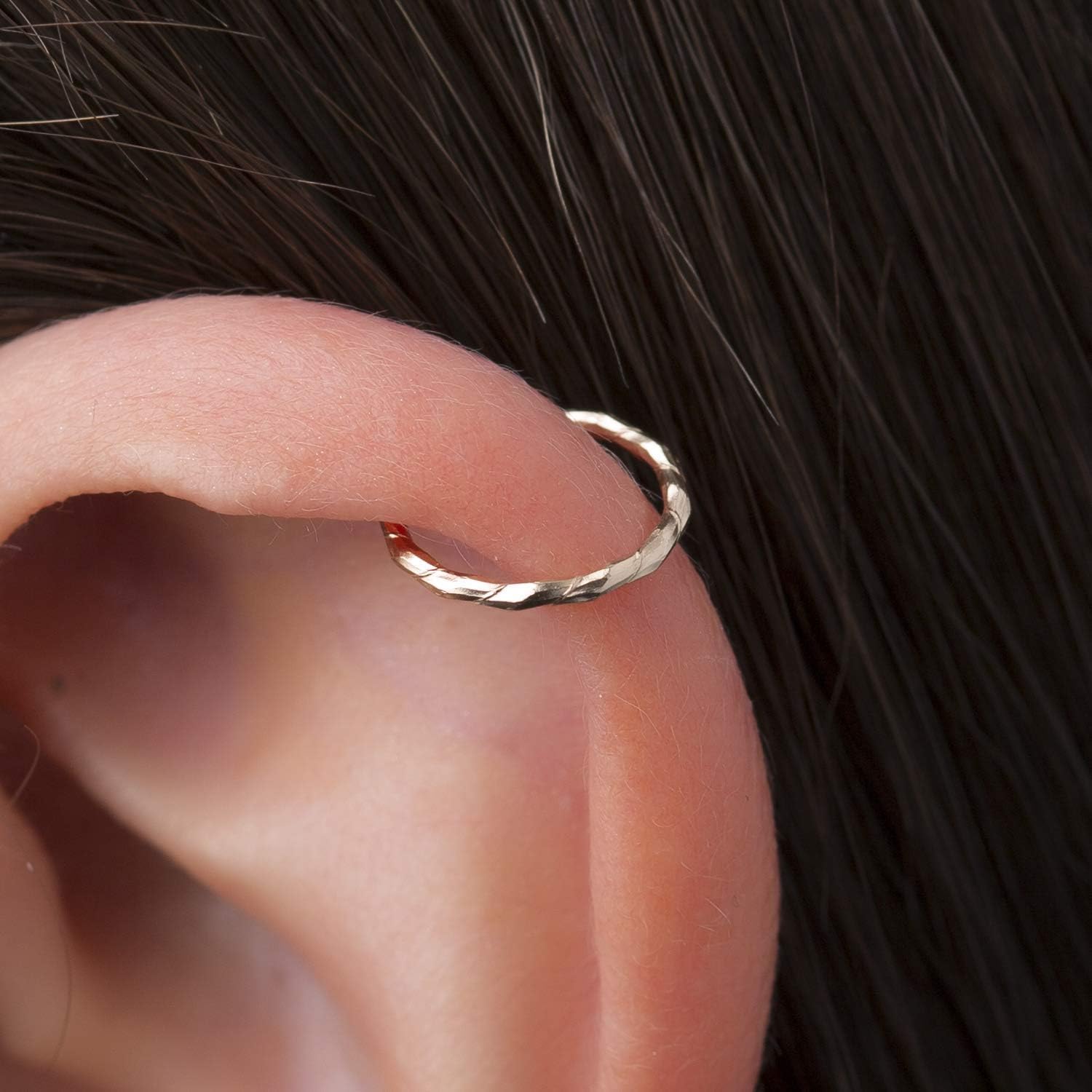Gold Cartilage helix hoop - 20 gauge 14k yellow gold filled helix ring - Gold Cartilage Earring Hoop - Image 3