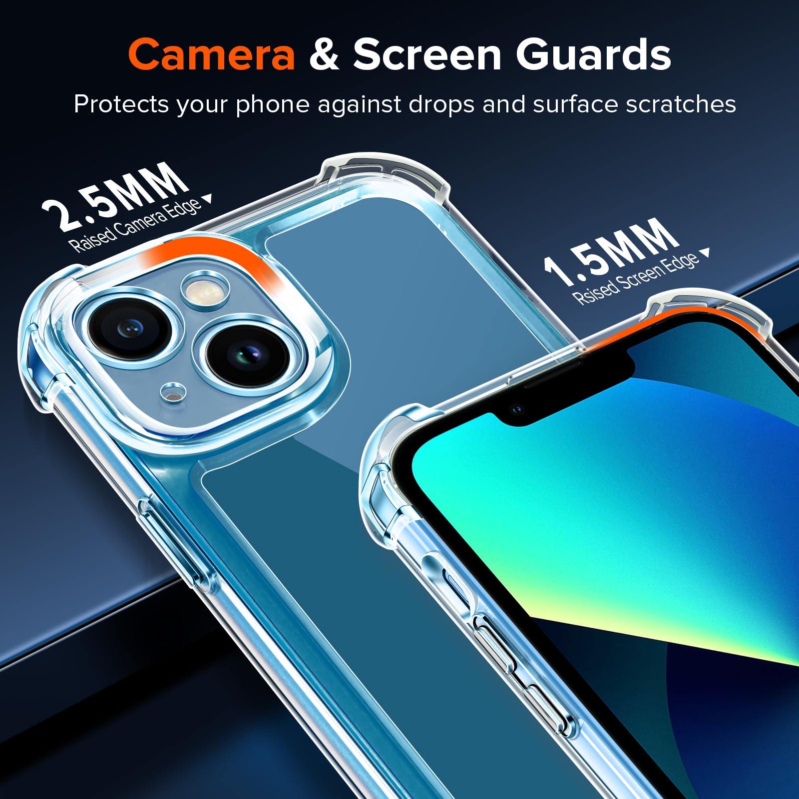 IVoler Cover Trasparente Anti Ingiallimento Per IPhone 13 Pro 6.1: Custodia Sottile Con Protezione Antiurto Grado Militare E Bordi Rialzati.
