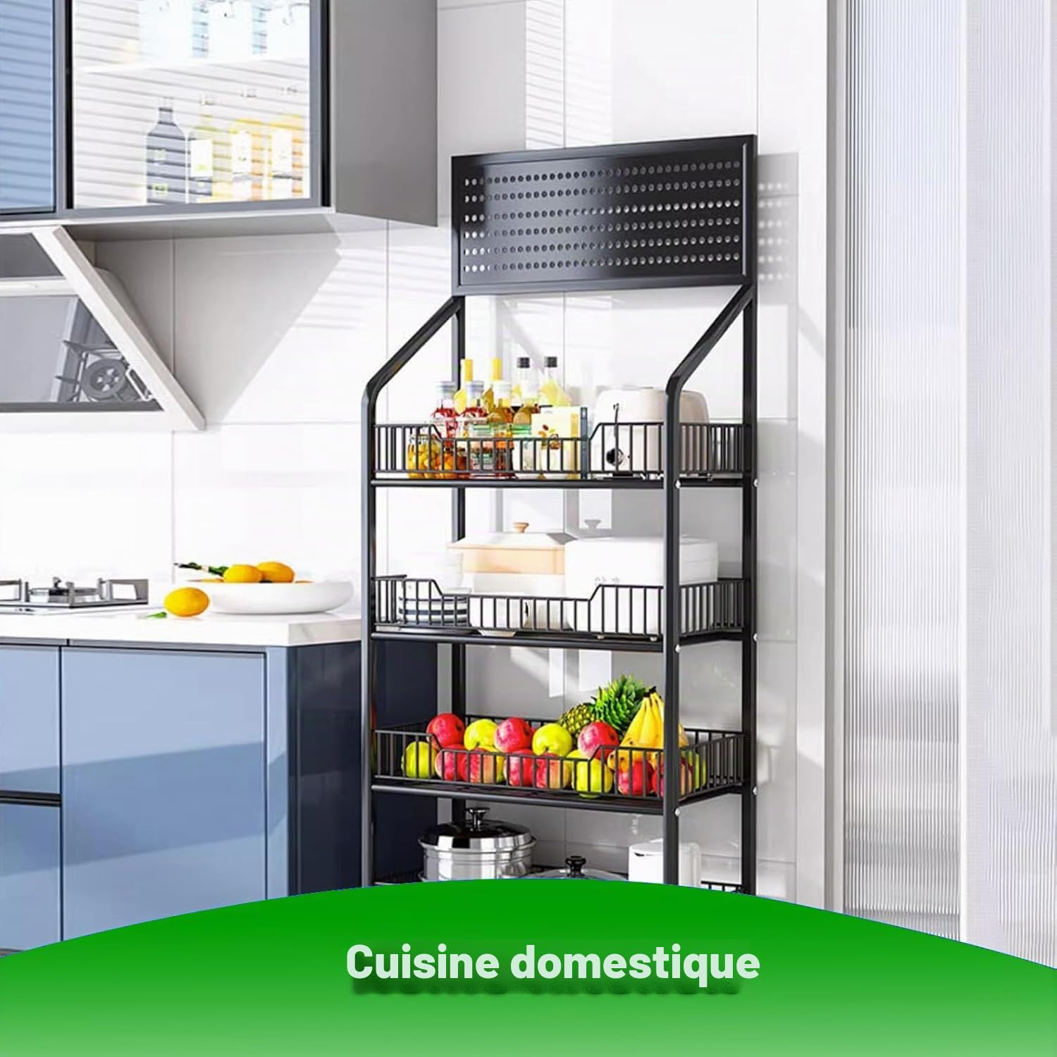 Rayon des Snacks de Supermarché, 5 Étages Étagère Snacks avec roulettes, Étagère de Présentation Au Sol pour Supermarchés, Magasins, Cuisines, Noir