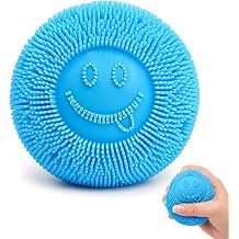 suction Fuzz Ball, Desktop Daily Accessory for Office Workers and Adults, Hand Training Tool with Premium Durable Material, Smiley Blue Decorative Item with Bag Packaging