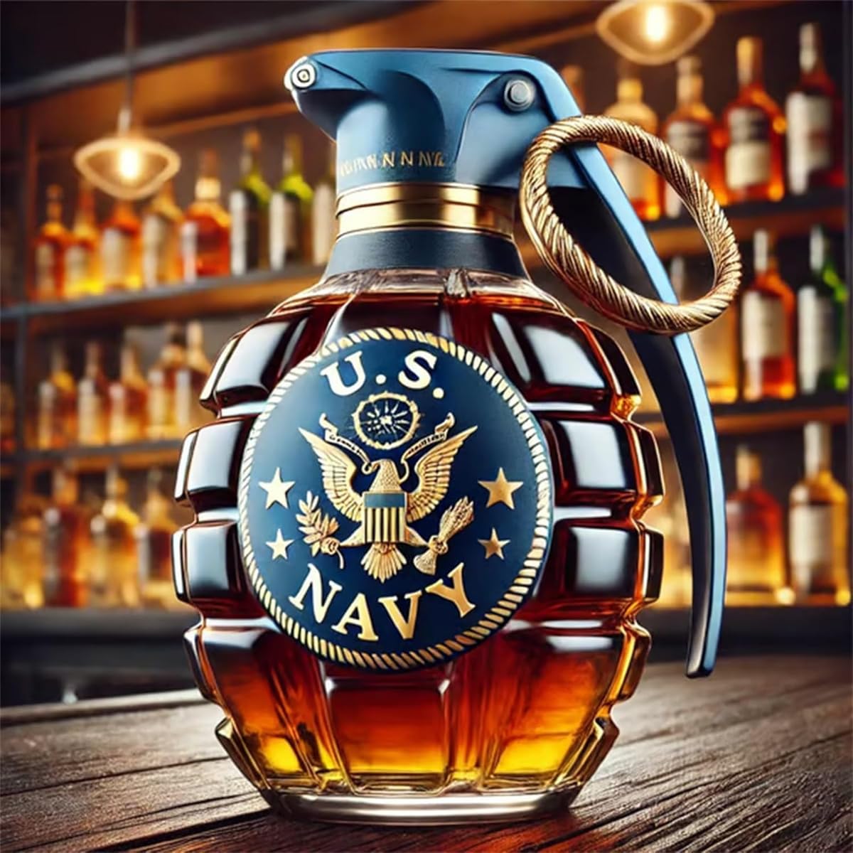 Bouteille de whisky militaire en forme de grenade à la main, verre gravé en forme de grenade à la main, bouteille de vin et de whisky de collection, idée cadeau parfaite pour vétéran (type D)