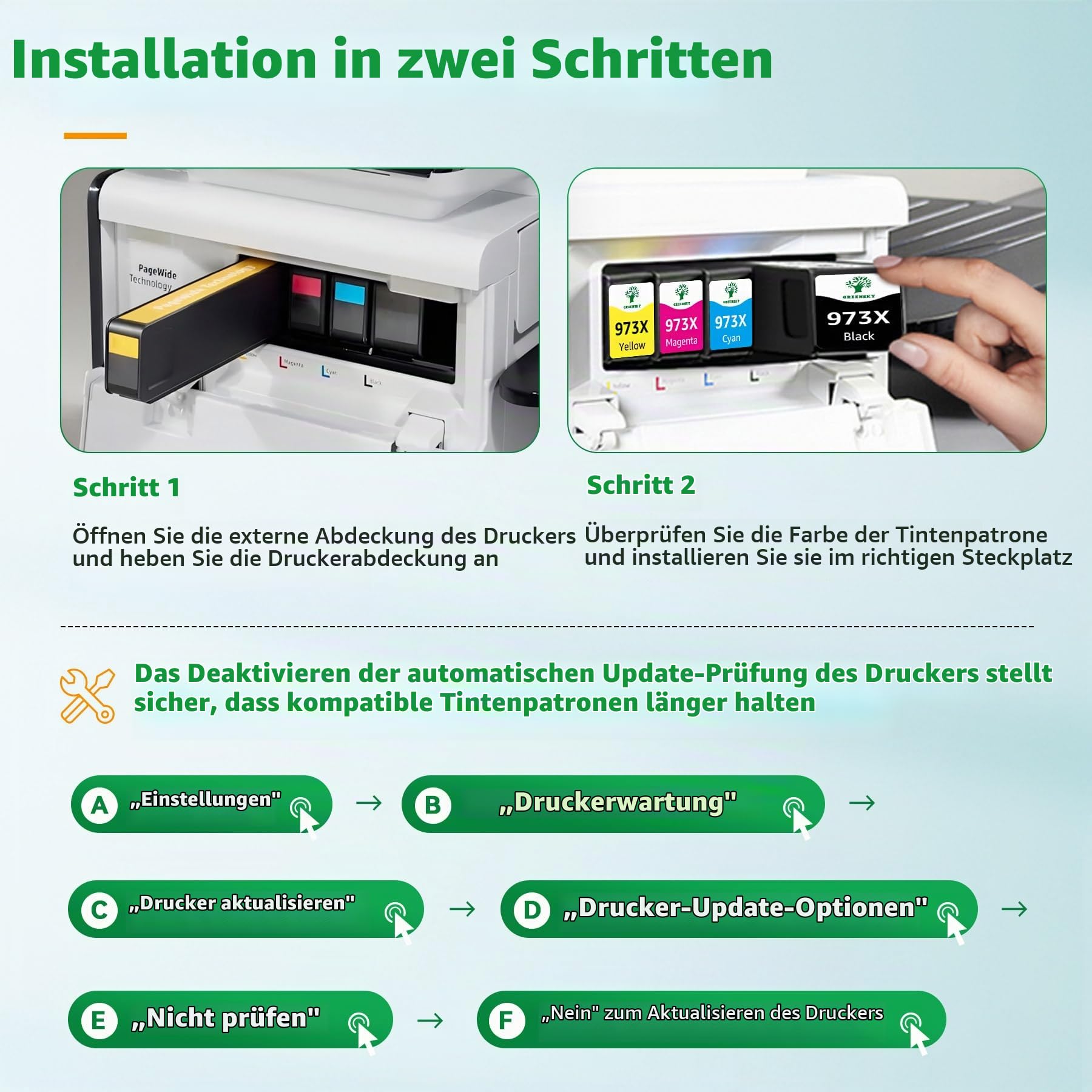 GREENSKY 973X Druckerpatronen Kompatible für 973X 973 XL