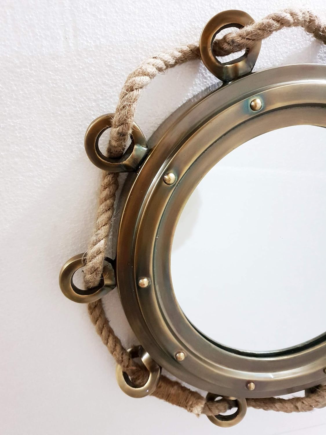 16 inch Porthole Aluminium Antique Brown Finish Port Mirror Wall Hanging Ship Porthole Home Decor