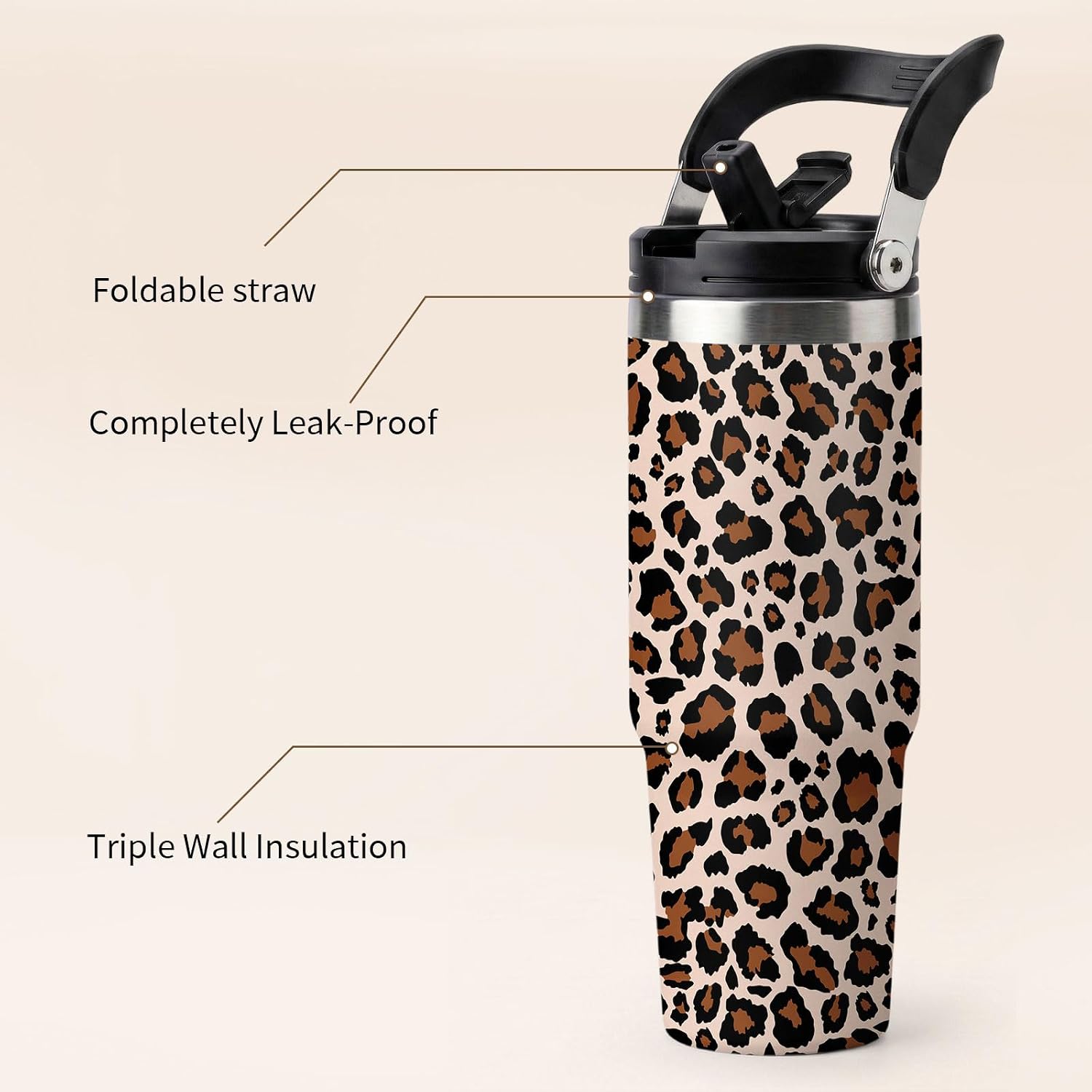 Leopard Gifts for Women, 30oz Tumbler with Handle & Straw