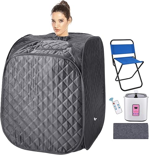 OppsDecor Sauna de vapor Spa 2L portátil plegable personal sauna tienda de campaña para reducir la fatiga del estrés, con silla remota interior del