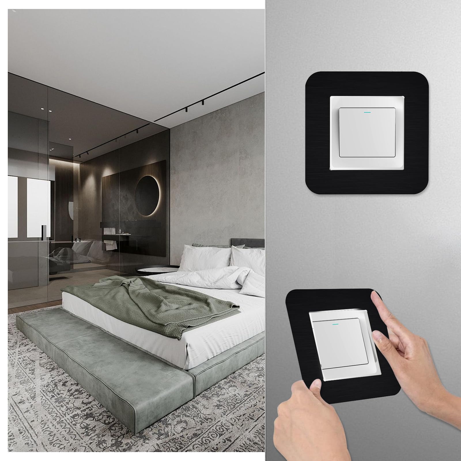 KUKUJIWA 4PCS Light Switch Surrounds Black - Image 3