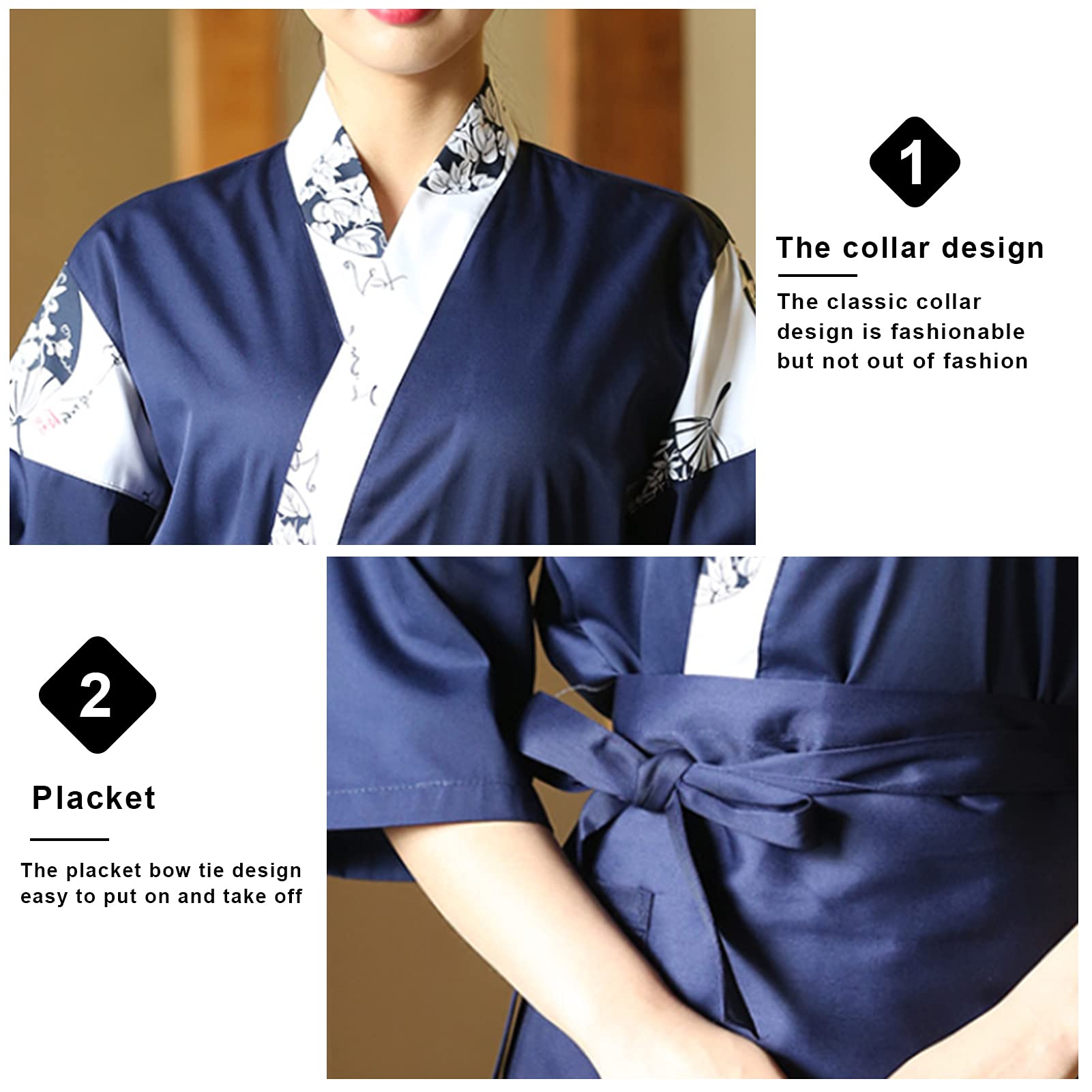 Uniforme de Sushi Ropa de Trabajo Japonesa Estampado Chef Kimono Restaurante Ropa de Trabajo de Cocina