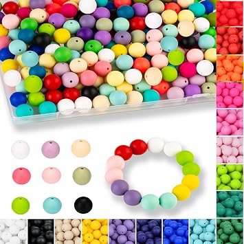 QINJIEJIE 120PCS Silicone Beads 20 Colors Silicone Bead Bulk for Keychain