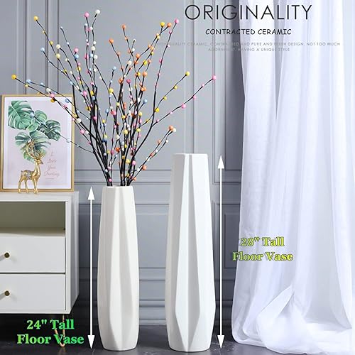 Miniatura 5 de Florero de cerámica decorativo extra grande de 28 pulgadas de alto, parte inferior estable, boca ancha, para arreglos de flores secas, decoración de