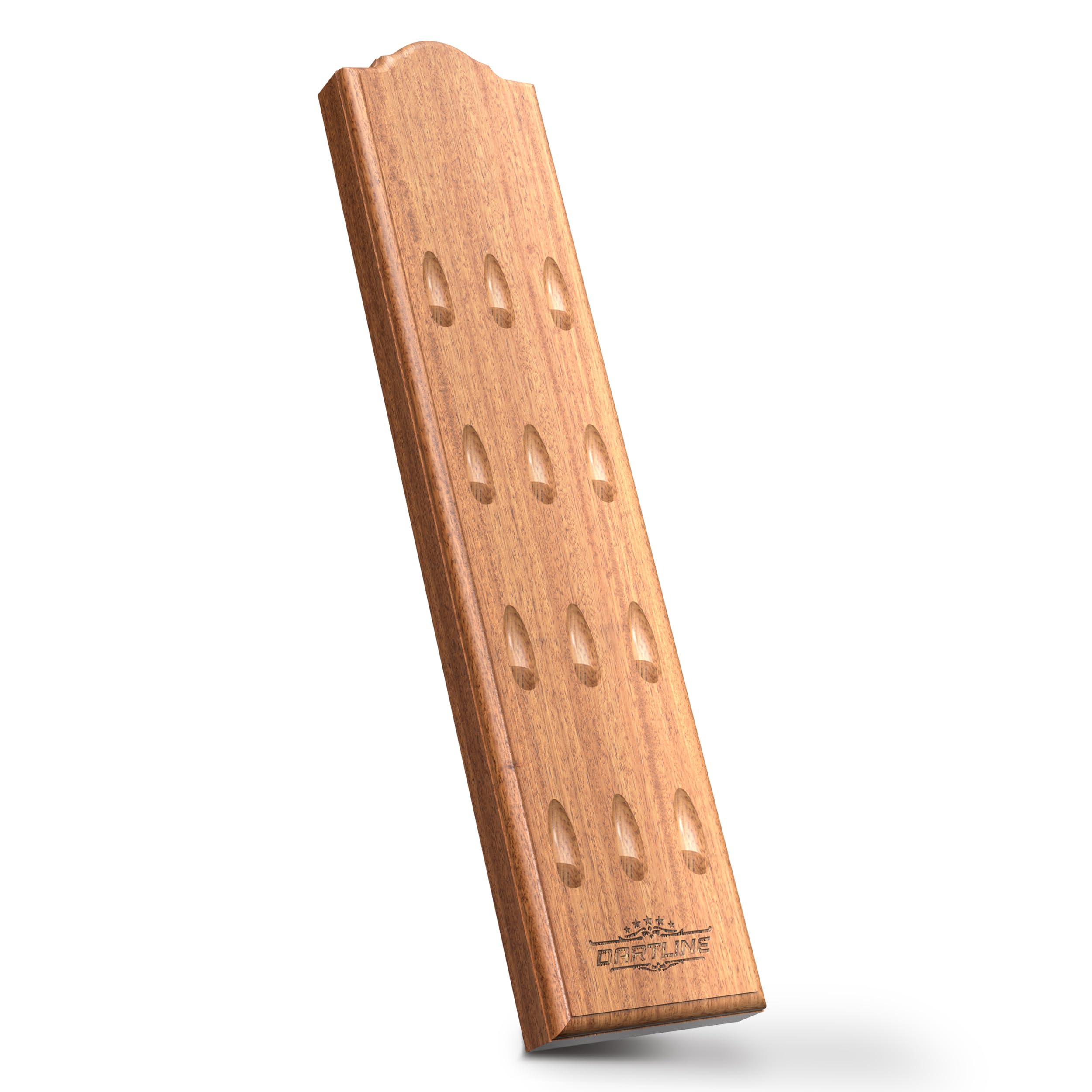 Porte-fléchette Mural en Bois pour 12 fléchettes - Support Mural pour fléchettes Acier et Soft - Accessoire Darts de qualité (Marron, Forme Allongé)