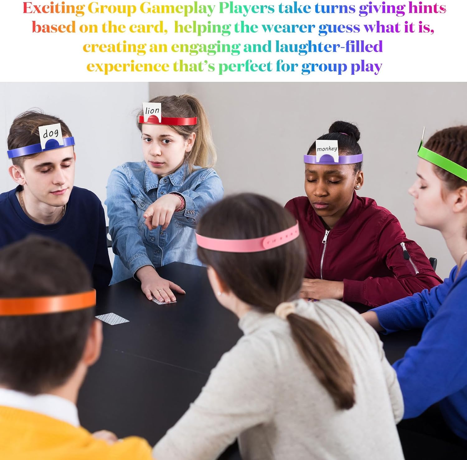 Game Headbands Set with 100 Dry Erase Cards, 4 Markers, Adjustable Can Insert Card, Party Adults