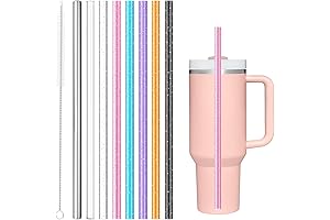 8PCS Pink Replacement Straws for Stanley | Reusable Glitter Straws