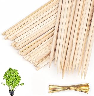 40 Pack 18'' Natural Bamboo Plant Stakes, Wood Plant Supports, Wood Garden Sticks for Plants Tomato Floral Potted, Wooden Sign Posting Garden Sticks