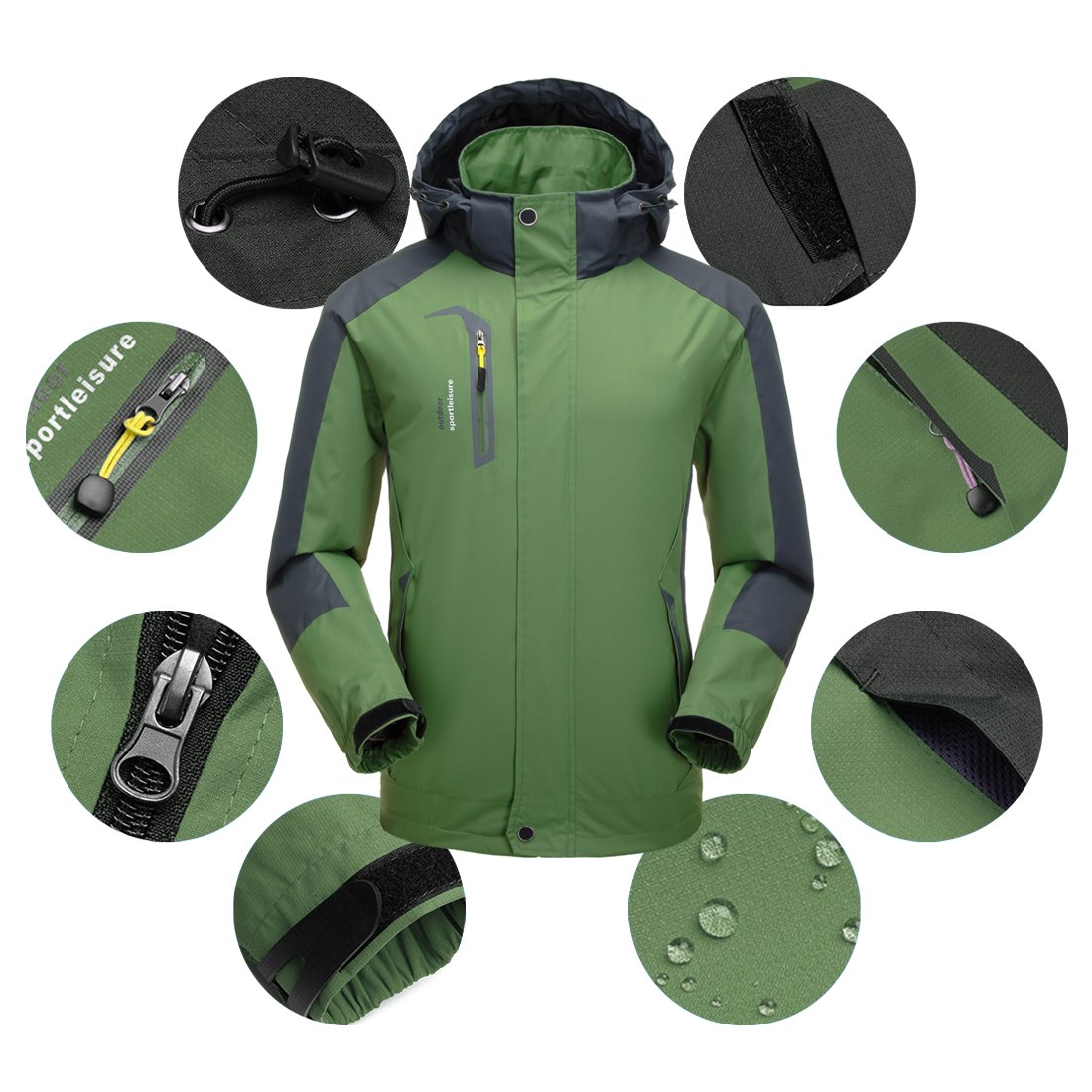 Giacca da Uomo Impermeabile Esterna Giacca da Pioggia Leggera Softshell Arrampicata Abbigliamento da Trekking Giacca a Vento Multitasche da Montagna