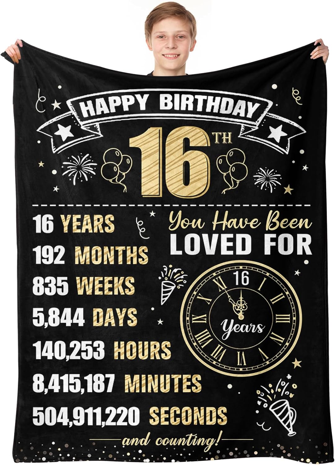16 Year Old Boy Gifts - 16th Birthday Gifts for Boys Blanket 50"x60" | 16th Birthday Decorations for Boys - Sixteen Gift for Son Grandson Nephew Brother