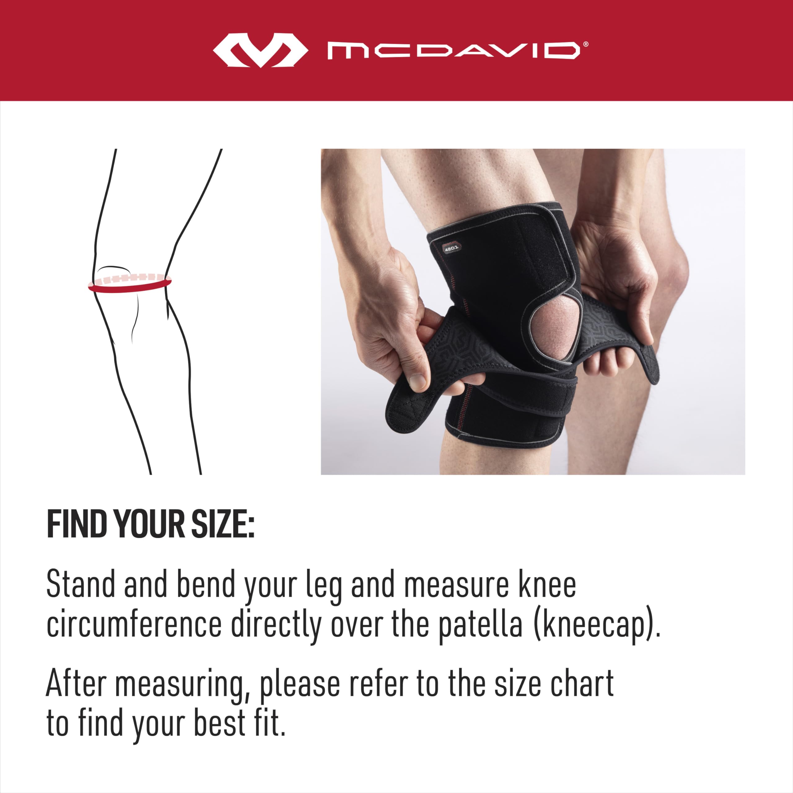 McDavid Versatile Knee Support Wrap w/Side Stays for Patella Support, Tendonitis, Knee Stability, Knee Compression, Lightweight, Sold as Single Unit (1)