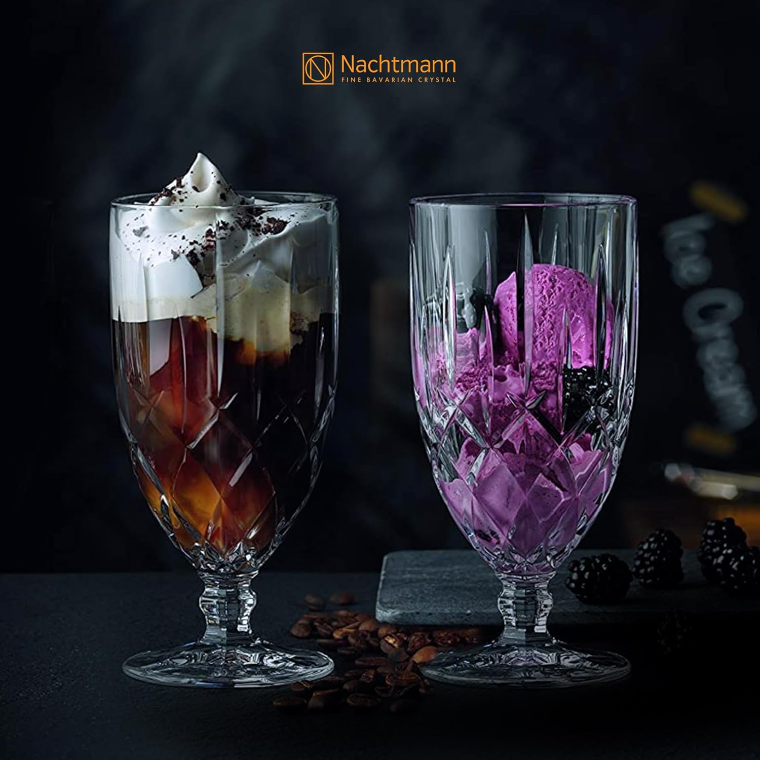 Nachtmann Noblesse Collection Iced Beverage Glasses, Crystal Glass Water Goblets, 15 Ounce, Beer, Wine, and Cocktails, Iced Beverage Glassware – Set of 4