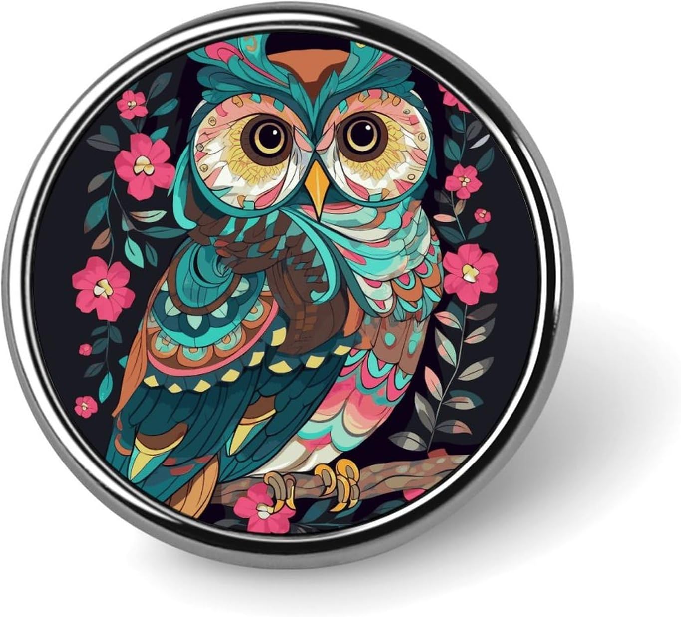 Anime Owl Button Pin,Design Your Own Personalized Pin Back Button Badges Exquisite Round Badge Travel Brooch Metal Decorative Pins for Hat Clothes Backpack