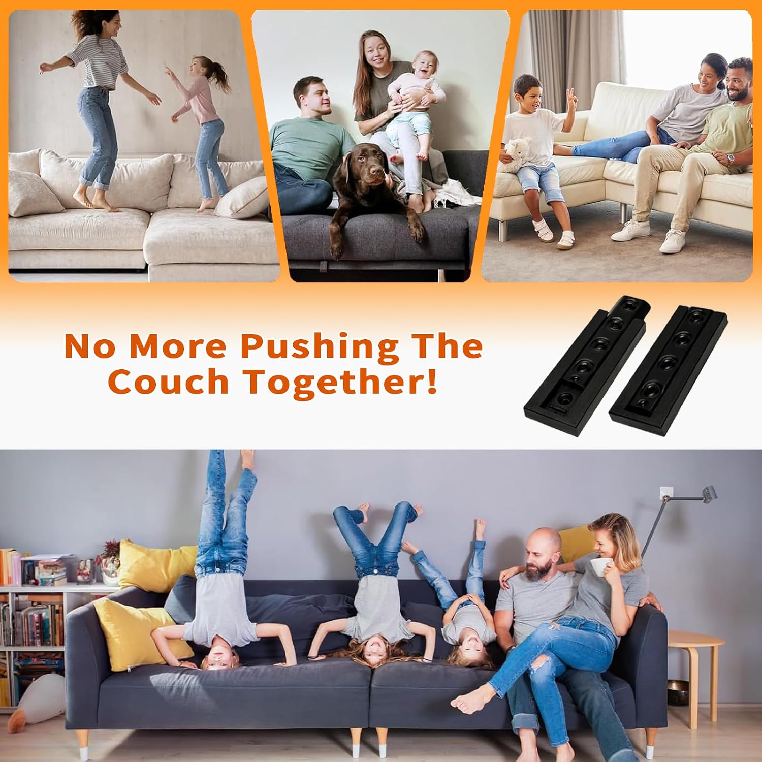 XEENLORA Sectional Couch Connectors 4 Pack, Interlocking Couch Connector Brackets, Heavy Duty Sofa Connectors for Sectionals, Keep Sectional from Sliding Apart