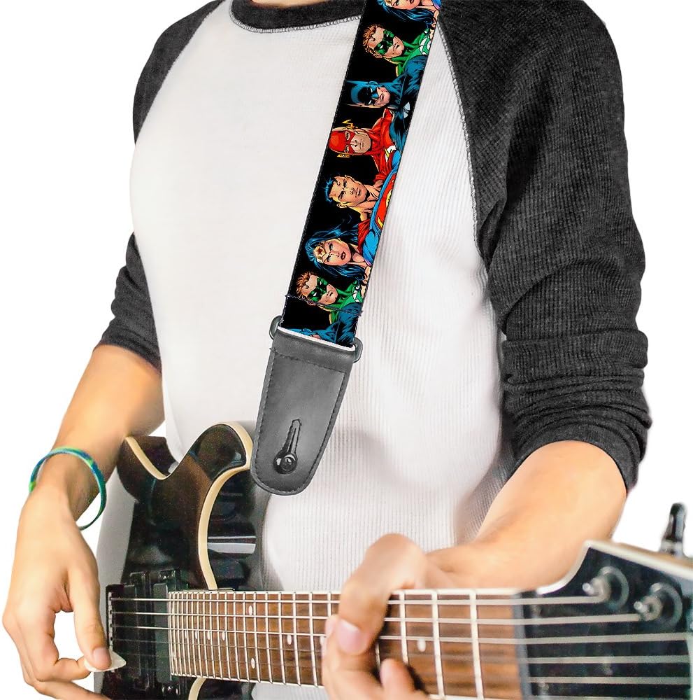 Buckle-Down Guitar Strap - Justice League Elite Forces Superheroes - 2" Wide - 29-54" Length